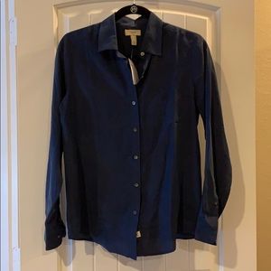 NWT Lands End Canvas 100% silk button up blouse